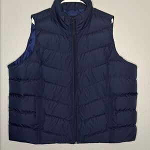Lands End Navy Puffer Down Vest Size 2X